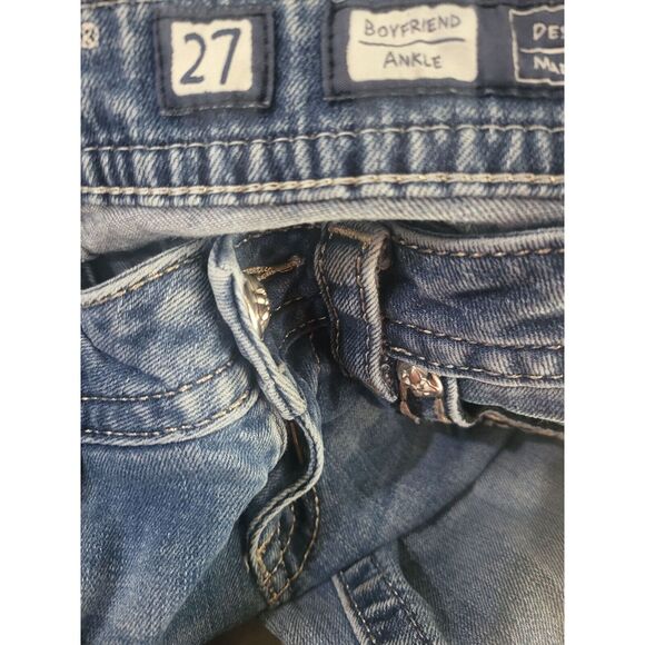 Miss Me Boyfriend Ankle Jeans 27 Womens Low Rise Distressed Skinny Bejeweled - Picture 10 of 11